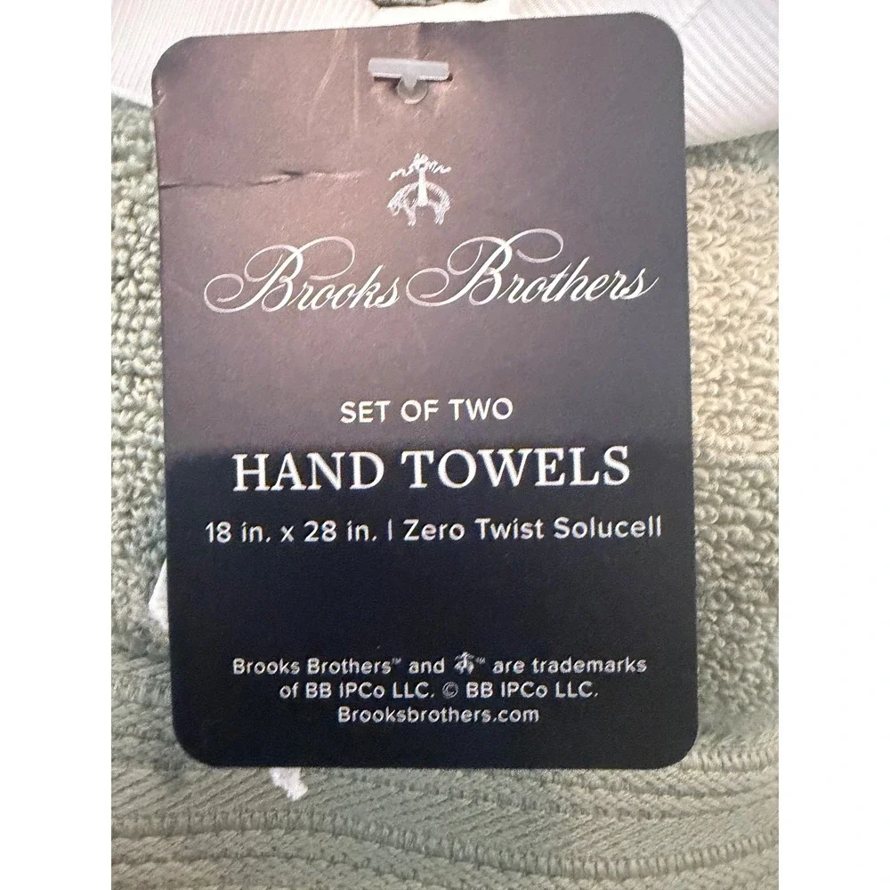 Brooks Brothers Set of 2 Hand Towels 18x28 Super Soft Cotton New NWT